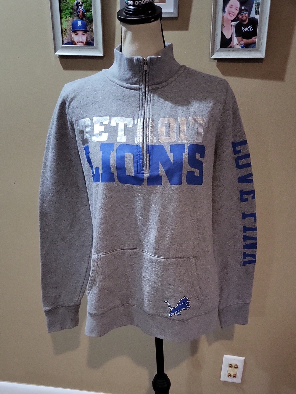 Victoria's Secret PINK Detroit Lions Quarter-Zip Sweatshirt Pullover